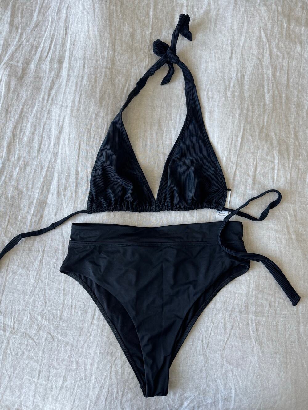 SWIMSUITS FOR ALL BLACK HIGH-WAIST BIKINI SET SIZE 14 PLUS